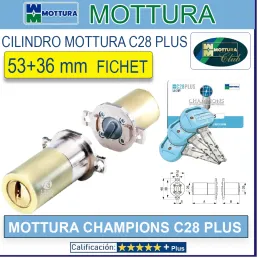 CILINDRO MOTTURA CHAMPIONS C28 PLUS FICHET 53+36 LATON 5 LLAVES