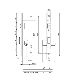 CERRADURA MET.EMB. 1964V E-20M CERRADURA MET.EMB. 1964V E-20MM ROD/PAL CIL.NIQ.OVAL NIQ CVL
