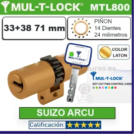 CILINDRO MTL800+ 33+38:71mm MULTLOCK MTL800 Suizo 22mm ORO 14 DIENTES
