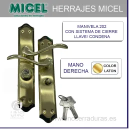 MULETILLA CERRADURA AYR 103-E + MANIVELA 8840 LATàN DERECHAS CON LLAVE
