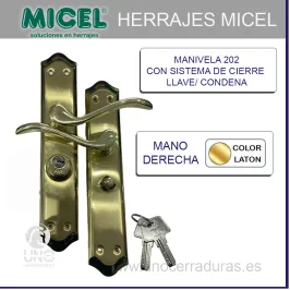 MULETILLA CERRADURA AYR 103-E + MANIVELA 8840 LATàN DERECHAS CON LLAVE