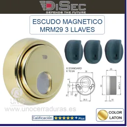 ESCUDO SEGURIDAD BLINDADO DISEC MRM29E ORO CON 3 LLAVES MAGNETICAS