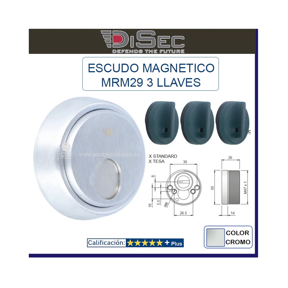 ESCUDO SEGURIDAD BLINDADO DISEC MRM29E CROMO CON 2 LLAVES MAGNETICAS ESCUDO SEGURIDAD BLINDADO DISEC MRM29E CROMO CON 2 LLAVES MAGNETICAS