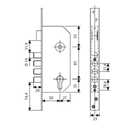 CERRADURA TESA EMBUTIR R200B 1P 50MM LATON R200B566L