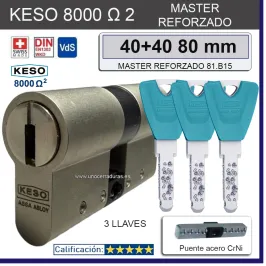 BOMBIN KESO 8000 Omega2 MASTER REFORZADO 40+40:80mm 3 Llaves