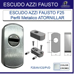 ESCUDO AZZI FAUSTO PUERTA METALICA ATORNILLADO CROMO F25/AV/CS/PVD