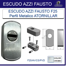 ESCUDO AZZI FAUSTO PUERTA METALICA ATORNILLADO CROMO F25/AV/CS/PVD