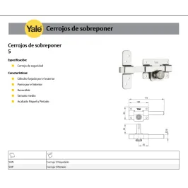 CERROJO AZBE 5 CROMADO