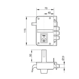 CERRADURA SOBR. 70X40MM 8DHN H CERRADURA SOBR. 70X40MM 8DHN H.NIQ. PIC/PAL DCHA YALE