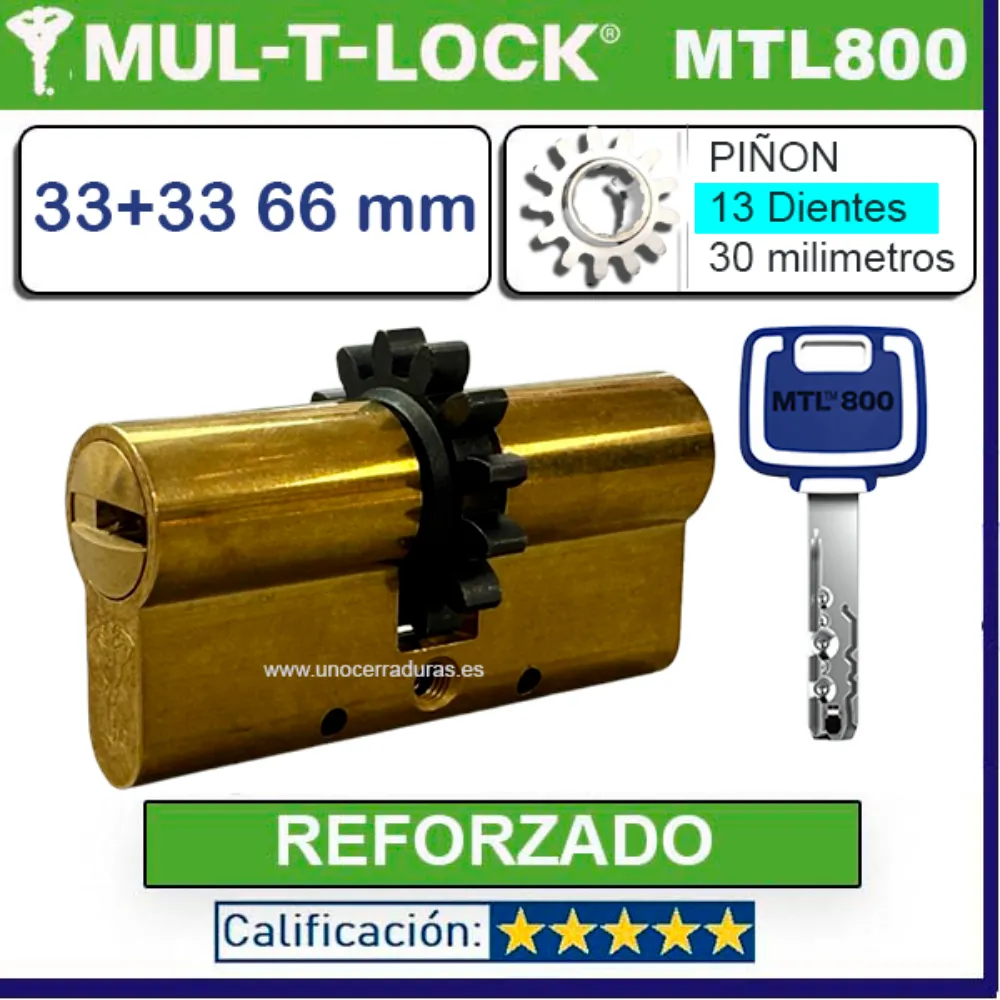 CILINDRO MTL800+ 33+33 66mm MULTLOCK MTL800 ORO 13 DIENTES REFORZADO