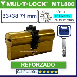 Cilindro MTL800+ 33+38 71mm MULTLOCK MTL800 13 DIENTES Reforzado ORO