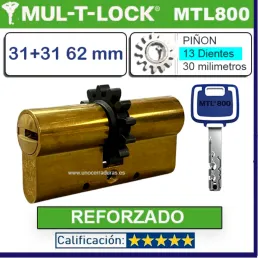 Cilindro MT5+ 31+31 62mm MULTLOCK MTL800 ORO Piñon 13D Reforzado