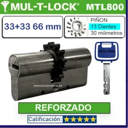 CILINDRO MT5+ 33+33 66mm MULTLOCK MTL800 CROMO 13 DIENTES REFORZADO NEW