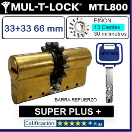Cilindro MT5+ 33+33 66mm MULTLOCK MTL800 SUPER Plus 13 DIENTES Reforzado laton