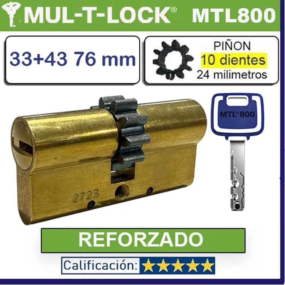 Cilindro MT5+ 33+43 76mm MULTLOCK MTL800 10 DIENTES Reforzado ORO NUEVO