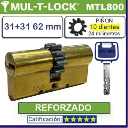 Cilindro MT5+ 31+31 62mm MULTLOCK MTL800 ORO Piñon 10D Reforzado NUEVO Cilindro MT5+ 31+31 62mm MULTLOCK MTL800 ORO Piñon 10D Reforzado NUEVO