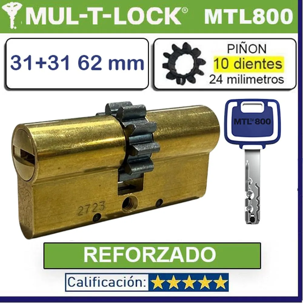 Cilindro MT5+ 31+31 62mm MULTLOCK MTL800 ORO Piñon 10D Reforzado NUEVO Cilindro MT5+ 31+31 62mm MULTLOCK MTL800 ORO Piñon 10D Reforzado NUEVO