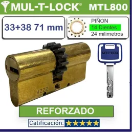 Cilindro MT5+ 33+38 71mm MULTLOCK MTL800 14 DIENTES Reforzado ORO new Cilindro MT5+ 33+38 71mm MULTLOCK MTL800 14 DIENTES Reforzado ORO new