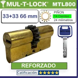 Cilindro MT5+ 33+33 66mm MULTLOCK MTL800 ORO 14 DIENTES REFORZADO nuevo