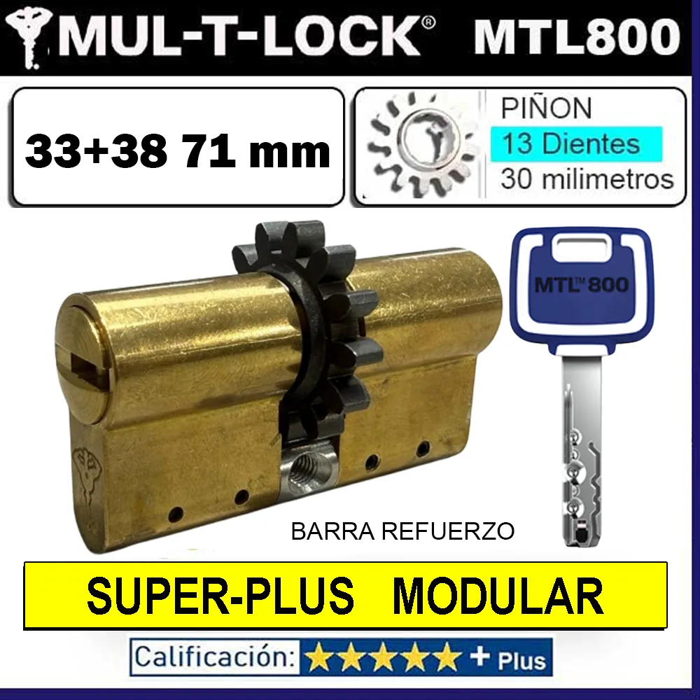 Cilindro MT5+ 33+38 71mm MULTLOCK MTL800 SUPER Plus 13 DIENTES Reforzado ORO MODULAR