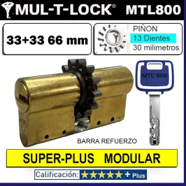 Cilindro MT5+ 33+33 66mm MULTLOCK MTL800 SUPER Plus 13 DIENTES Reforzado ORO MODULAR