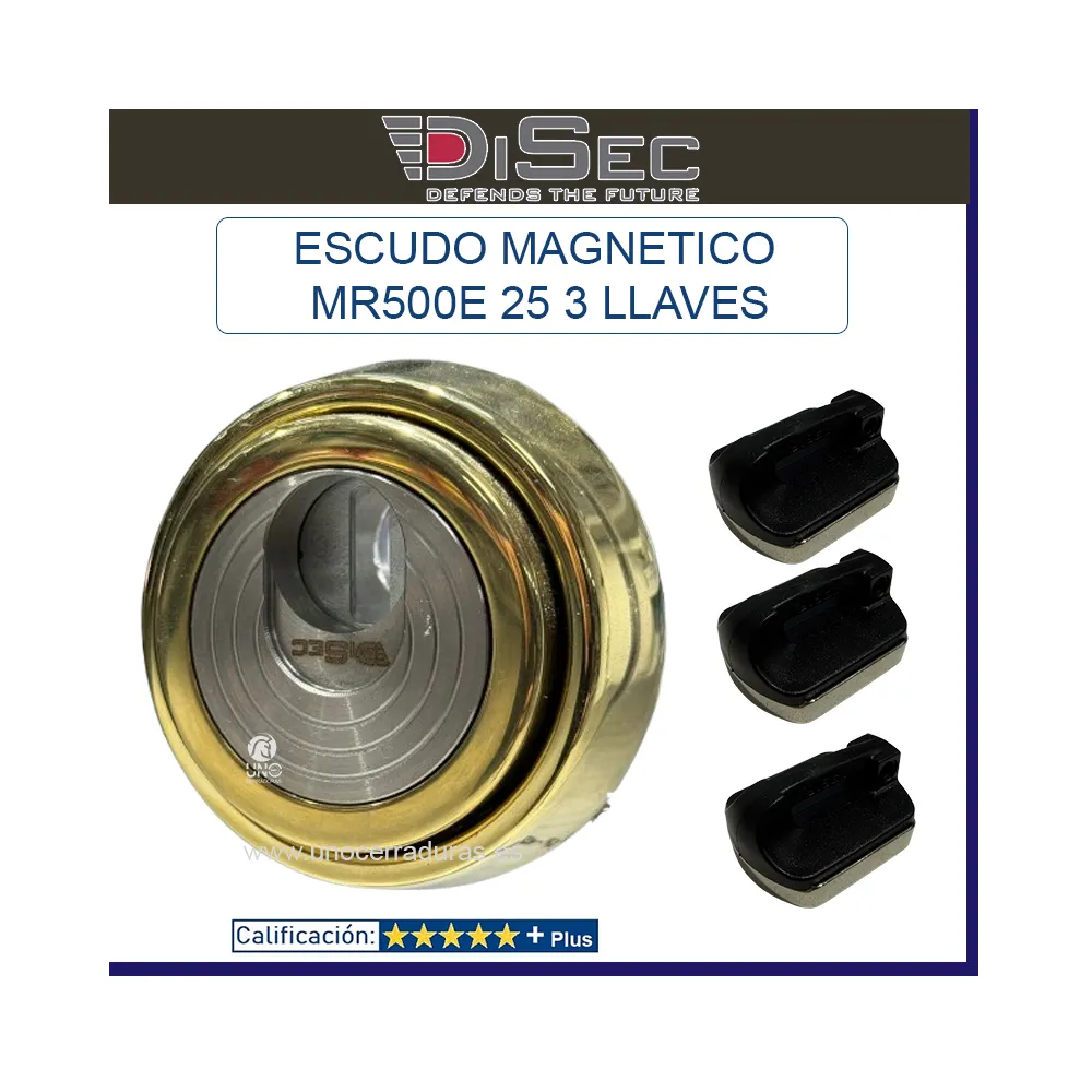 ESCUDO SEGURIDAD DISEC MR500E ROK ORO 3 LLAVES MAGNETICAS