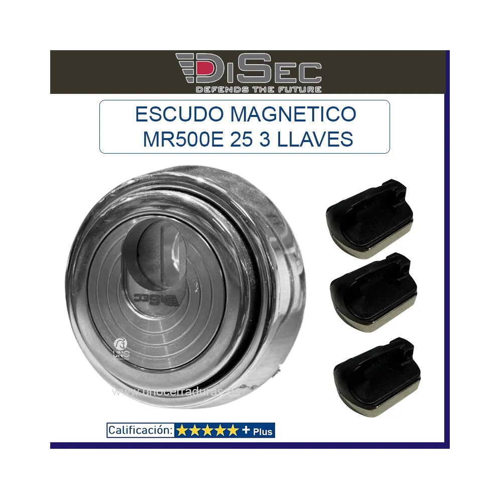ESCUDO SEGURIDAD DISEC MR500E ROK CROMO 3 LLAVES MAGNETICAS