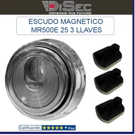 ESCUDO SEGURIDAD DISEC MR500E ROK CROMO 3 LLAVES MAGNETICAS