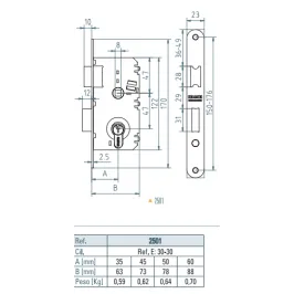 CERRADURA EMBUTIR 2501...