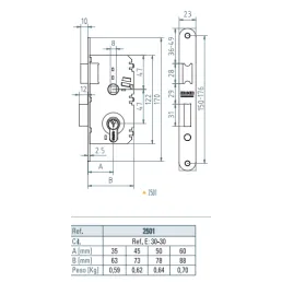 CERRADURA EMBUTIR 2501...