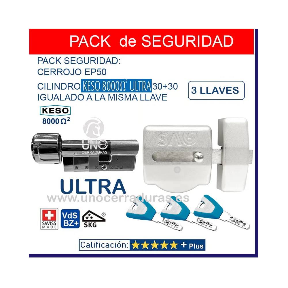 SAG EP50 + KESO 8000 Omega2 ULTRA CON POMO 60mm 3 LLAVES CROMO