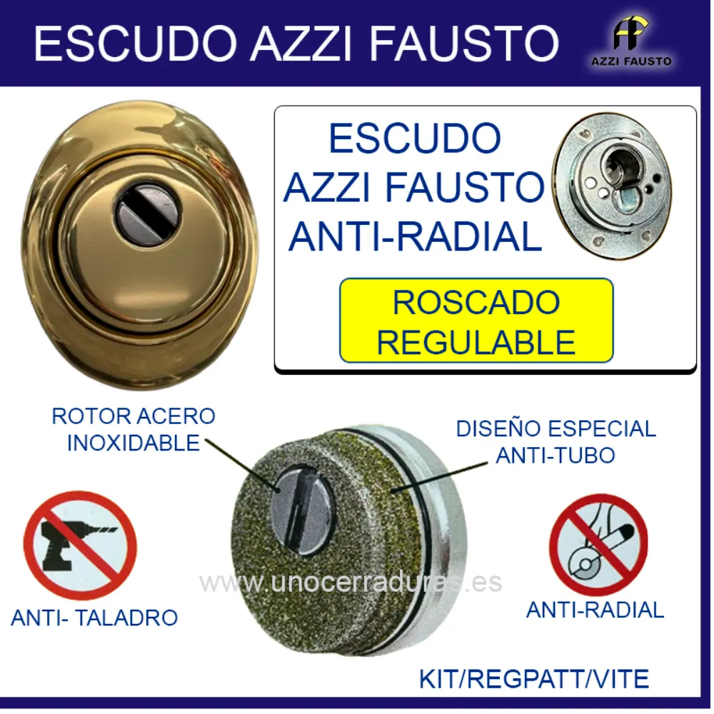 ESCUDO AZZI FAUSTO ANTIRADIAL ROSCADO ORO F23/REGPATT/VITE/SC