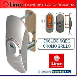 ESCUDO SEGUIRIDAD LINCE SQDO ACERO MAC.CARBONITRU CROMO BRILLO 163X70MM