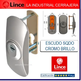 ESCUDO SEGUIRIDAD LINCE SQDO ACERO MAC.CARBONITRU CROMO BRILLO 163X70MM