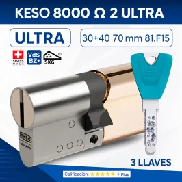 CILINDRO KESO 8000 OMEGA² 81.F15 ULTRA 30+40:70 3 LLAVES ORO