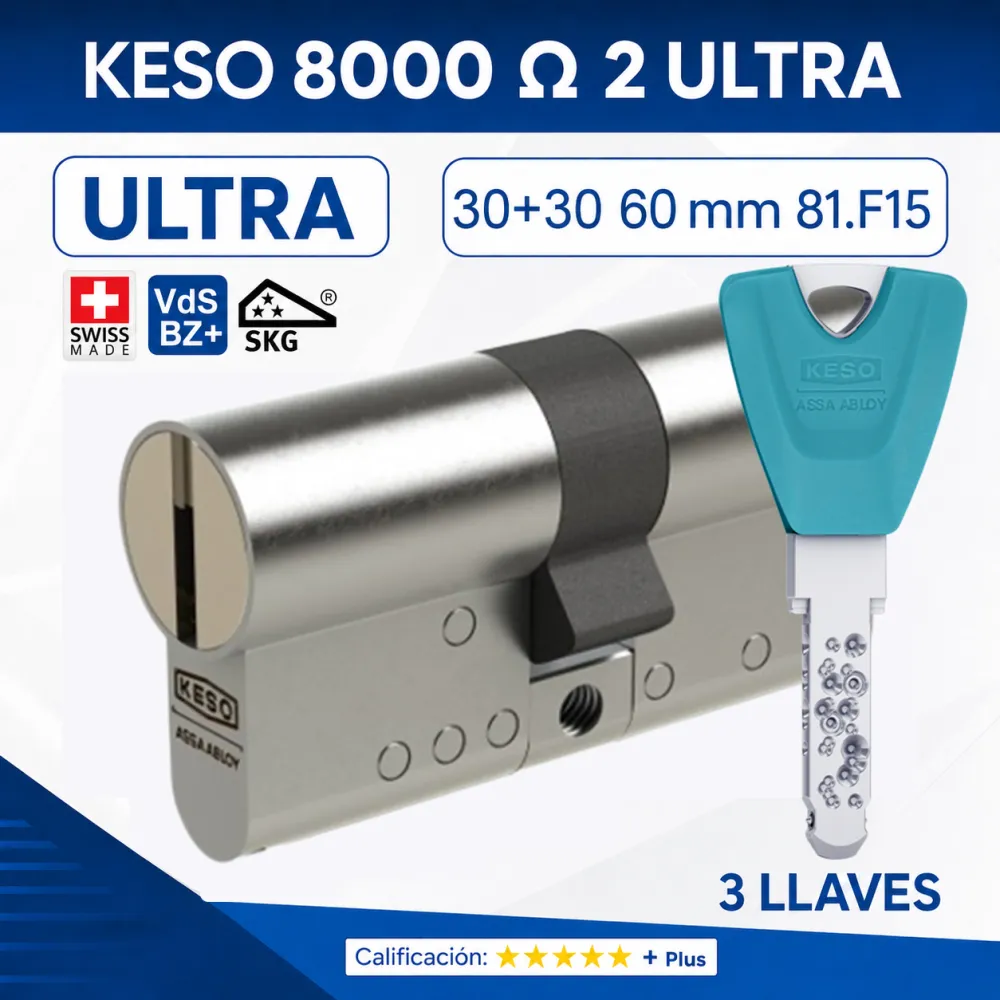 KESO 8000 OMEGA2 ULTRA 30+30:60mm 3 Llaves. 2026 KESO 8000 OMEGA2 ULTRA 30+30:60mm 3 Llaves. 2026