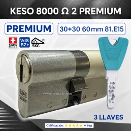 KESO 8000 Omega2 PREMIUM 30+30:60mm 3 Llaves 2026 KESO 8000 Omega2 PREMIUM 30+30:60mm 3 Llaves 2026