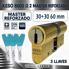 KESO 8000 Omega2 MASTER REFORZADO 30+30:60mm ORO 3 Llaves 2026