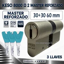 KESO 8000 Omega2 MASTER REFORZADO 30+30:60mm 3 Llaves