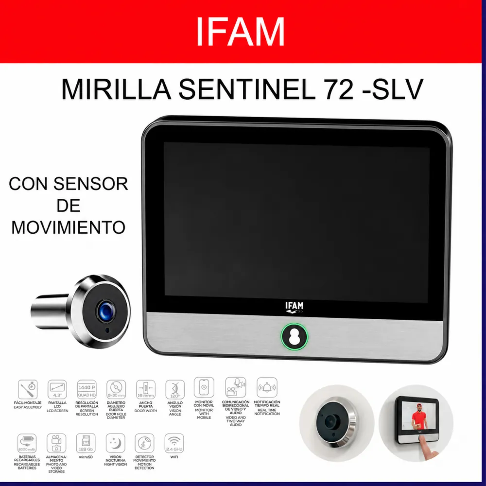 MIRILLA DIGITAL ELECTRONICA IFAM SENTINEL 72 SLV CON SENSOR