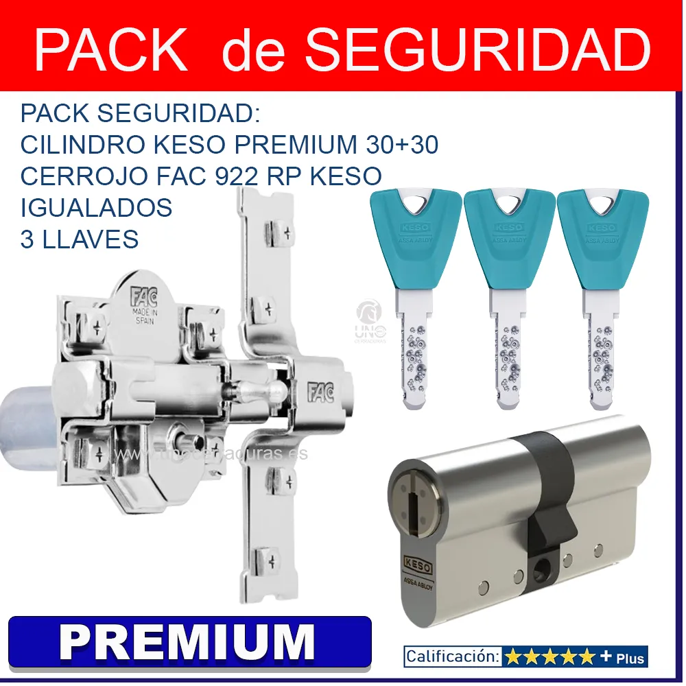 PACK CERROJO FAC 922 RP80 + CILINDRO KESO PREMIUM 30+30 CROMO PACK CERROJO FAC 922 RP80 + CILINDRO KESO PREMIUM 30+30 CROMO