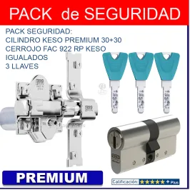 PACK CERROJO FAC 922 RP80 + CILINDRO KESO PREMIUM 30+30 CROMO
