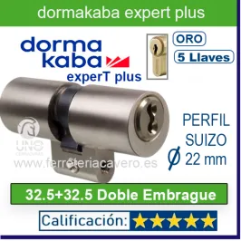 CILINDRO DORMA KABA ExperT pluS LAM Doble Embrague 22X65mm SUIZO CROMO