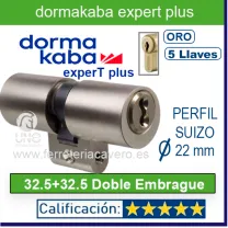 CILINDRO DORMA KABA ExperT pluS LAM Doble Embrague 22X65mm SUIZO CROMO
