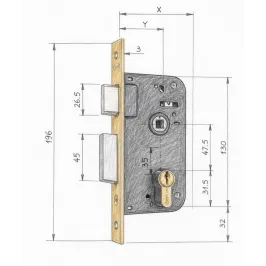 CERRADURA AZBE 23X45MM 600...