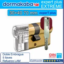 CILINDRO DORMA KABA Extreme ExperT Plus Doble Embrague+Lam 30+40 70mm LATON