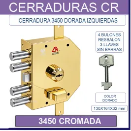 CERRADURA CR.3450 DORADA IZQUIERDAS