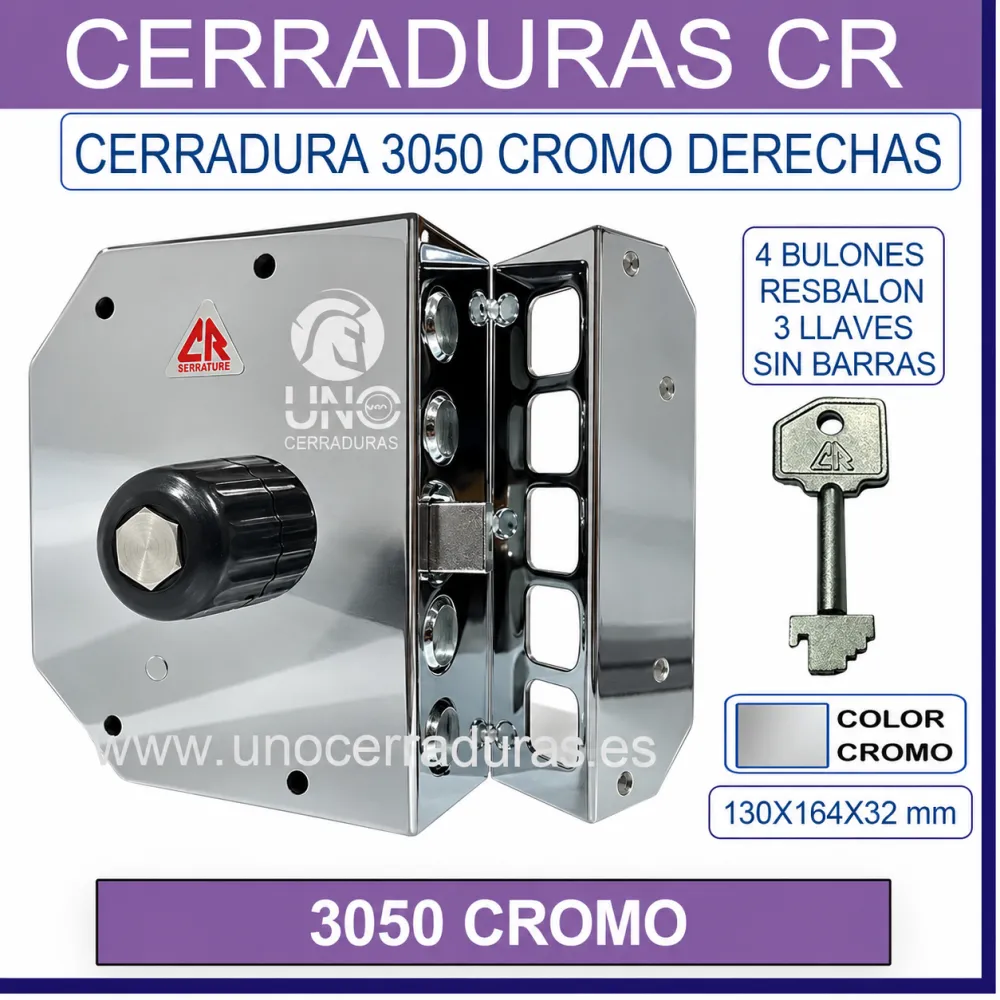 CERRADURA CR 3050 CROMO DERECHAS CERRADURA CR 3050 CROMO DERECHAS