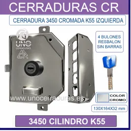 CERRADURA CR 3450 CILINDRO TITAN K55 CROMADA IZQUIERDA CERRADURA CR 3450 CILINDRO TITAN K55 CROMADA IZQUIERDA