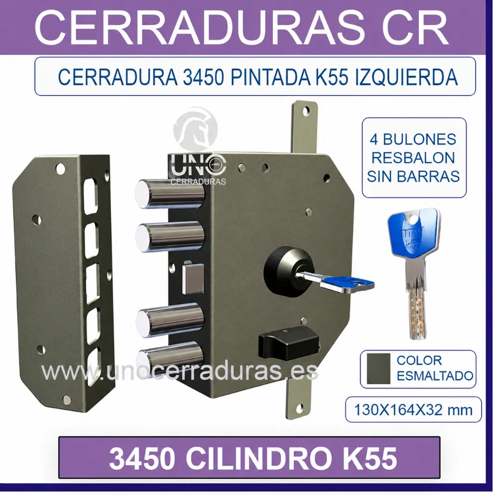 CERRADURA CR 3450 CILINDRO TITAN K55 PINTADA IZQUIERDA CERRADURA CR 3450 CILINDRO TITAN K55 PINTADA IZQUIERDA